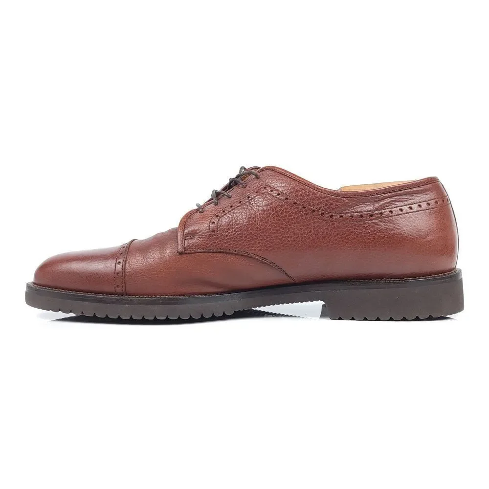 NEW Salvatore Ferragamo Brown Leather Old Money Cap Toe Oxford Shoes Old Money